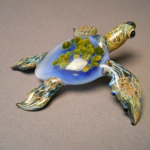Meeresschildkröte Skulptur mundgeblasenes Glas Schildkröte Ozean Thema Geschenk Kunstskulptur Meeresschildkröte Desktop Geschenk für ihn