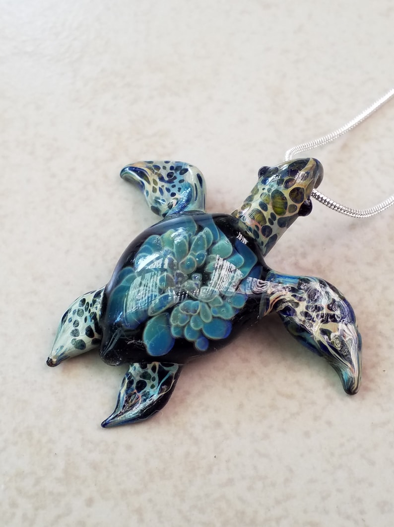 Sea Turtle Pendant Sea Turtle Necklace Gift for Mom Jewelry Pendant Necklace for Girlfriend Gift Aquatic Jewelry Glass Pendant image 10