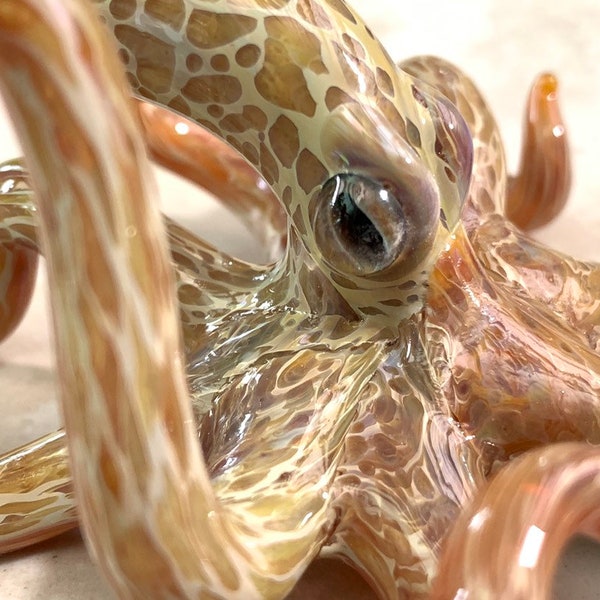Blown Glass Octopus Sculpture Under the Sea Creature Tentacle Gift for Him Nautical Ocean Art