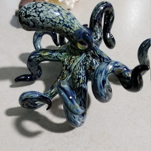 Octopus Sculpture Glass Octopus Nautical Ocean Art Figurine Hand blown Glass Octopus Art Glass Home Decor Glass Art Collection image 2