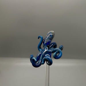 Hand Blown Glass Octopus Swizzle Stick, Cocktail Stirrer Beach Bar Accessory image 15