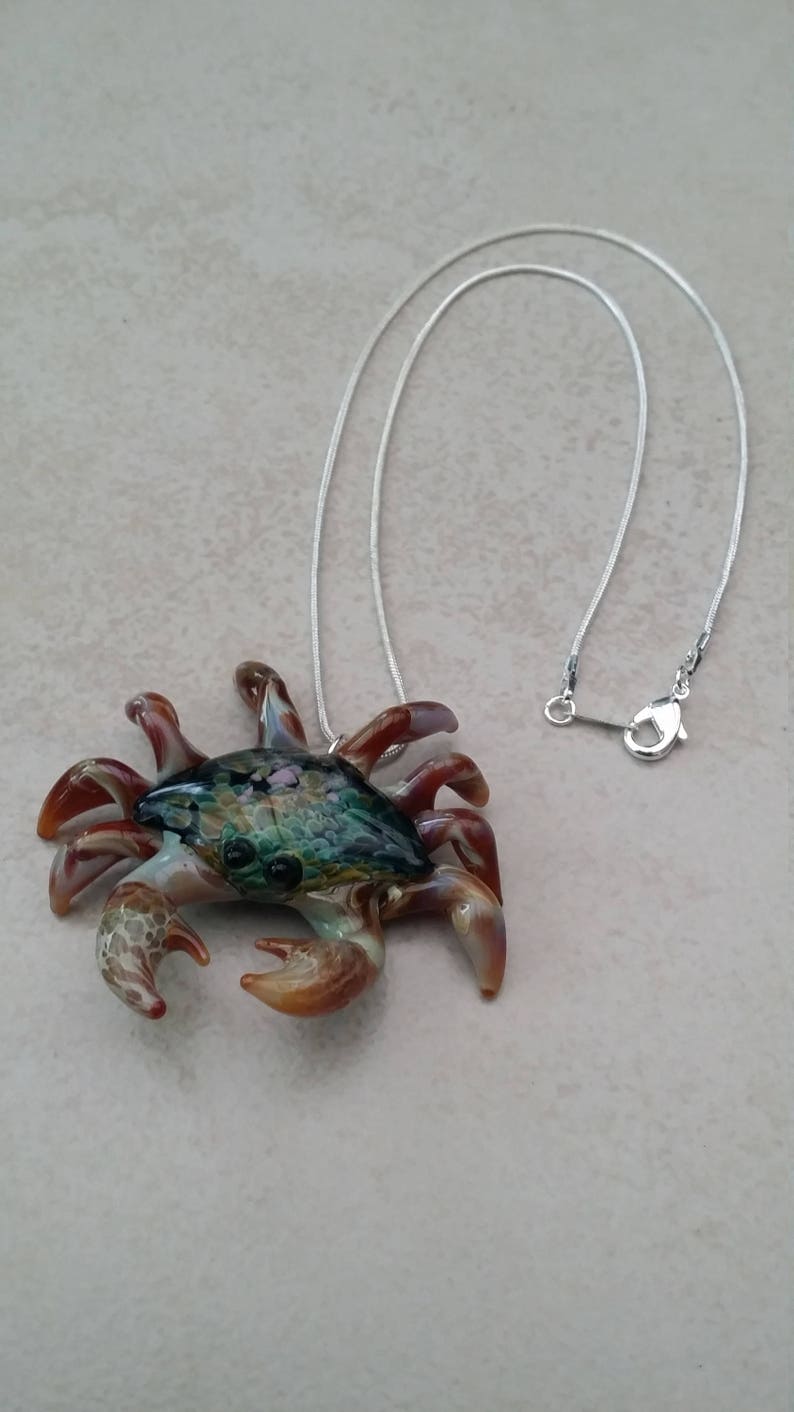 Rainbow Crab Jewellery Pendant Sculpture Brown Beach Crab Etsy