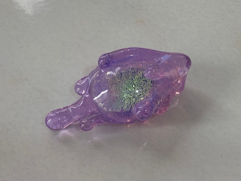 Drippy Purple Slime Glass Pendant Necklace: Dichroic Gold Steampunk Dripping Jewelry image 8