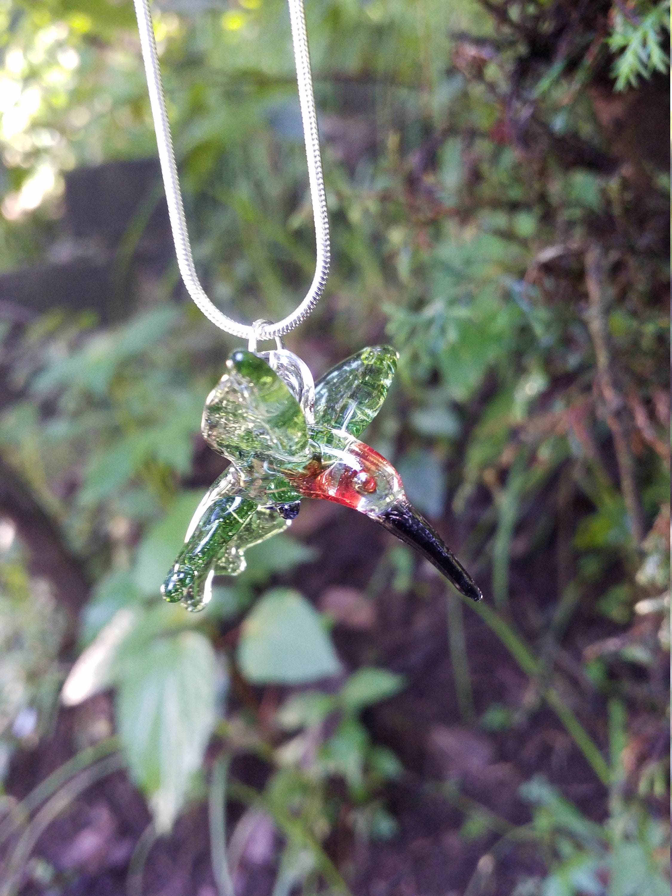 Collana Donna Con Ciondolo Colibrì E Fiore In Acciaio Inossidabile - Gioiello Portafortuna - 4