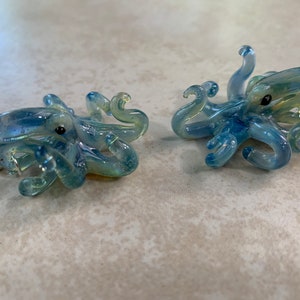 Blue Pearl Octopus Earrings Glass Jewelry Kraken Dangle Earrings Girlfriend Gift for Her a Gift Idea image 5