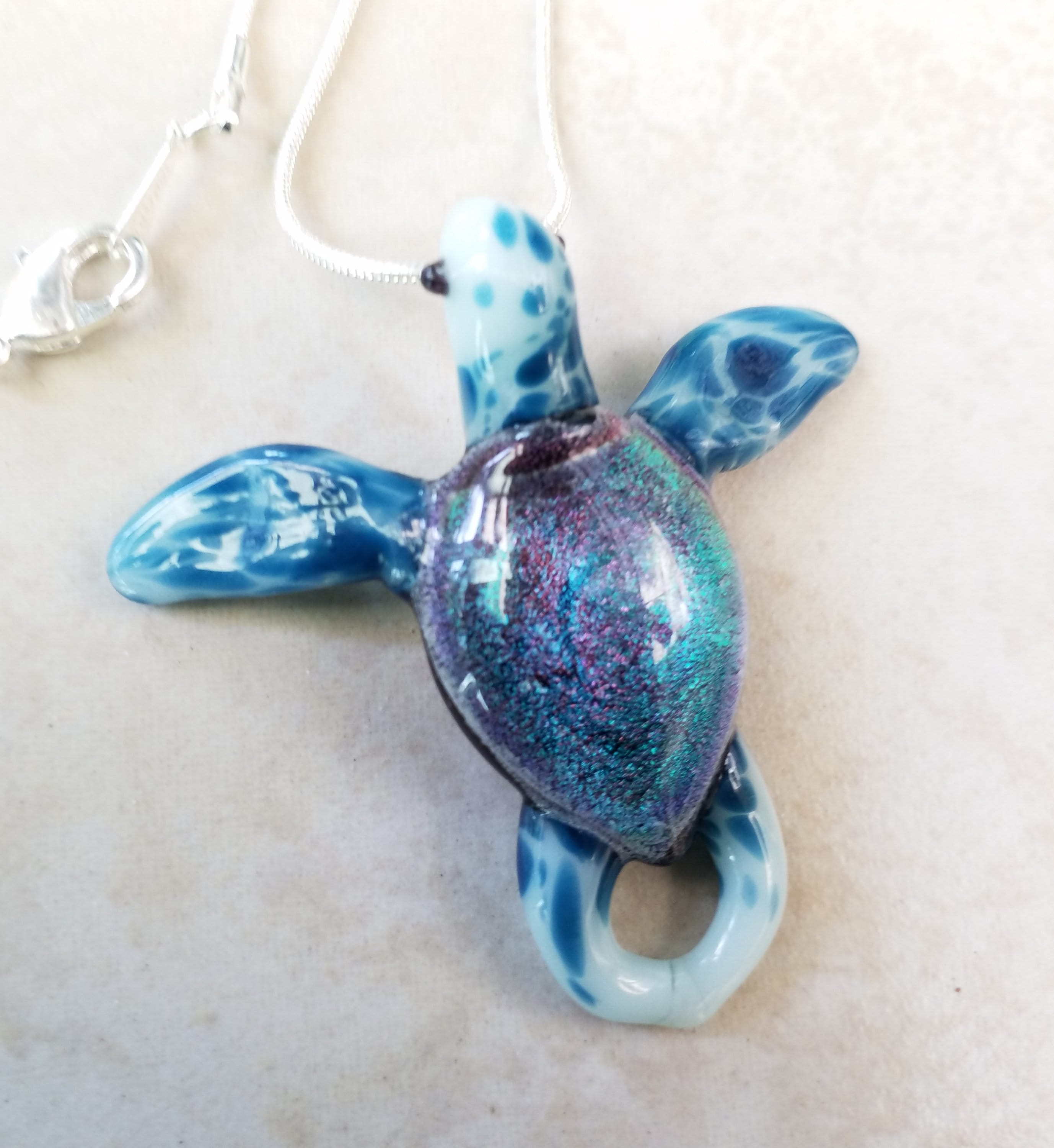 Sea Turtle Pendant Necklace Sea Glass Colored Turtle Jewelry | Etsy