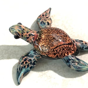 Dichroic Red/Orange Sea Turtle Pendant , Ladies Gift, Beach Gift, Jewelry Necklace, Love that Red image 9