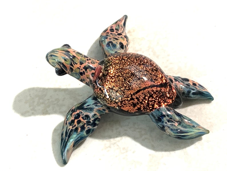 Dichroic Red/Orange Sea Turtle Pendant , Ladies Gift, Beach Gift, Jewelry Necklace, Love that Red image 9