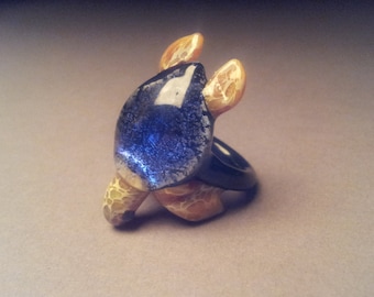 Blue Moon Ring Turtle Bijoux Verre Tortue de Mer Cadeaux Bijoux de plage Girlfriend Gift Rings