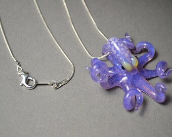 Ocean Purple Octopus Pendant with White spots