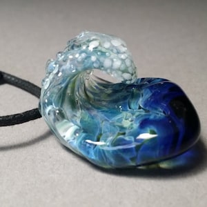 Glass Surf Wave Pendant Surf Jewelry Pendant Beach Jewelry Ocean Surfing Surf Jewelry Mens Necklace Handmade Ocean Wave Pendant Necklace