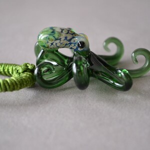 Green Blown Glass Pendant Octopus Pendant Jewelry Sea Glass coloring Kraken Tentacle Gift Idea Love Octopus Jewelry on Silver Chain image 2