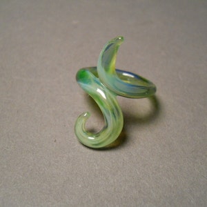 Glass Ring Blown Glass Jewelry Rings Pinky Ring Handmade Sister Gift  by Ron Murphy Glassnfire blown glass green slime