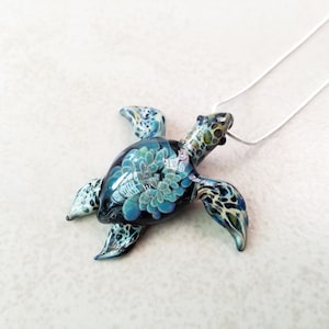 Sea Turtle Pendant Sea Turtle Necklace Gift for Mom Jewelry Pendant Necklace for Girlfriend Gift Aquatic Jewelry Glass Pendant image 6