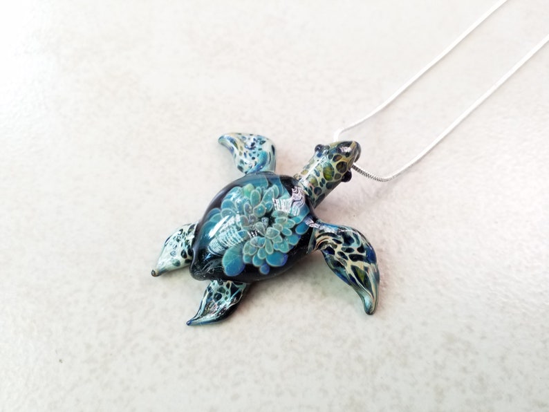 Sea Turtle Pendant Sea Turtle Necklace Gift for Mom Jewelry Pendant Necklace for Girlfriend Gift Aquatic Jewelry Glass Pendant image 6