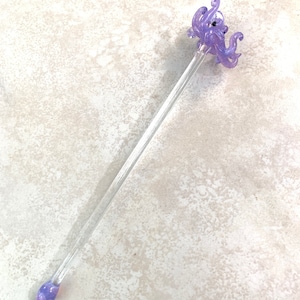 Hand Blown Glass Octopus Swizzle Stick, Cocktail Stirrer Beach Bar Accessory image 10