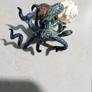 Octopus Sculpture Glass Octopus Nautical Ocean Art Figurine Hand blown Glass Octopus Art Glass Home Decor Glass Art Collection image 7