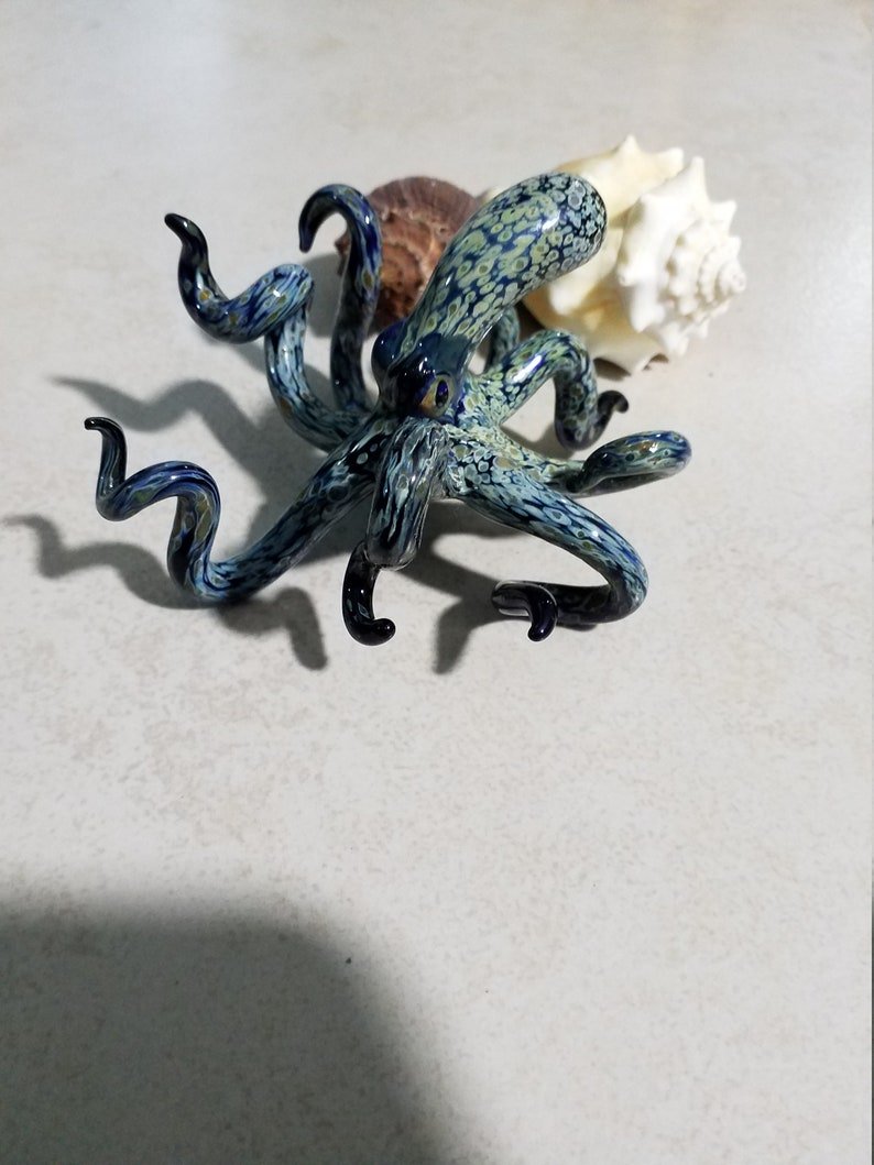 Octopus Sculpture Glass Octopus Nautical Ocean Art Figurine Hand blown Glass Octopus Art Glass Home Decor Glass Art Collection image 7