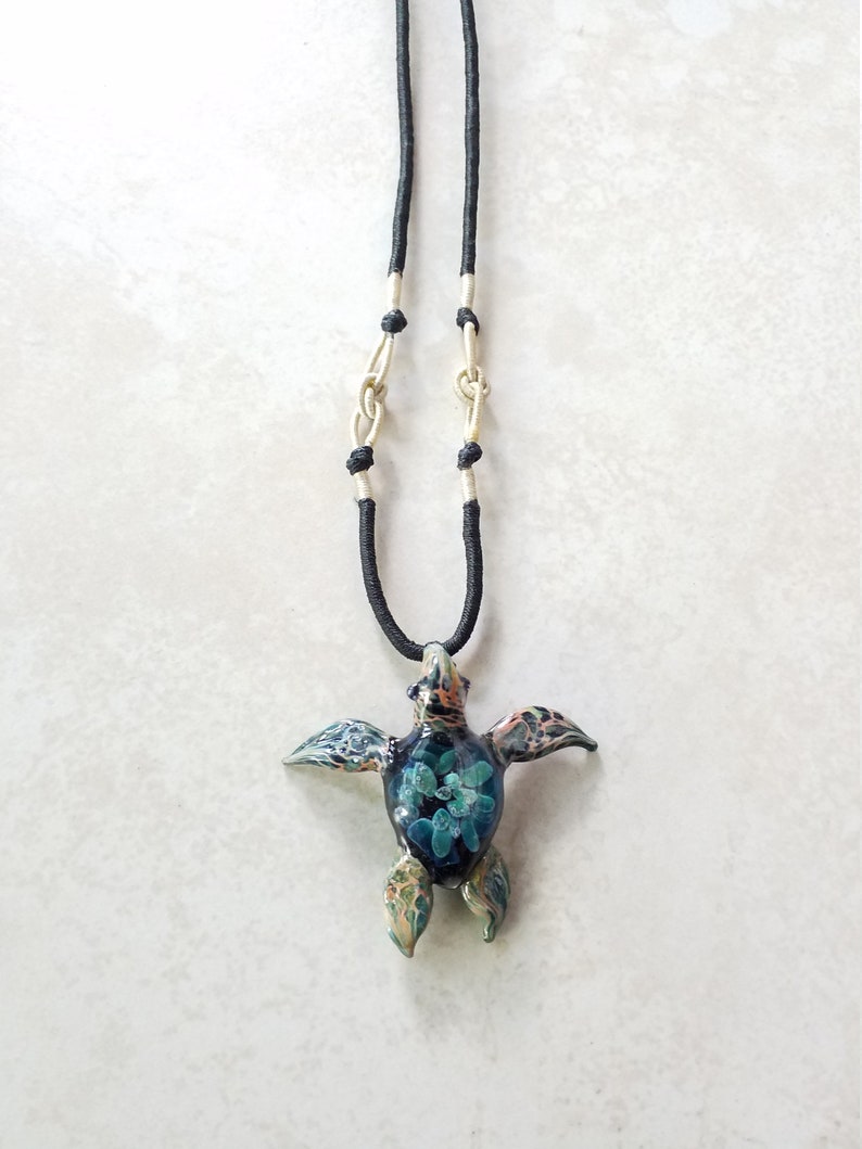 Coral Reef Jewelry Sea Turtle Pendant Blown Glass Jewelry Etsy UK