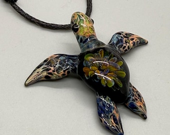 Sea Turtle Pendant Necklace Pendant- Bottom Drawer ART Jewelry by GLASSnFIRE