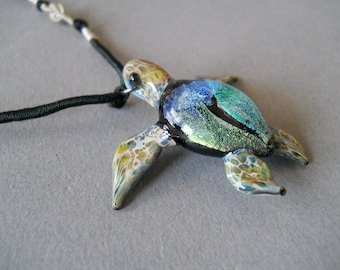 Sea Turtle Pendant with Sea Glass color,  Sea Turtle Jewelry Necklace, Great Gift for Mom