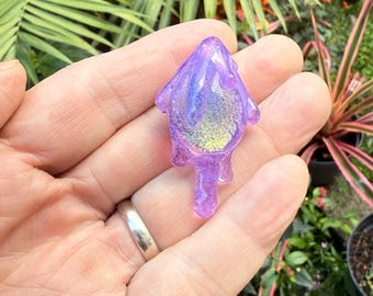 Drippy Purple Slime Glass Pendant Necklace:  Dichroic Gold Steampunk Dripping Jewelry