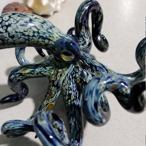 Octopus Sculpture Glass Octopus Nautical Ocean Art Figurine Hand blown Glass Octopus Art Glass Home Decor Glass Art Collection image 4