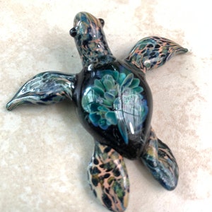 Sea Glass Sea Turtle Pendant Jewelry, This Turtle Necklace is a Great Gift for Him or Gift for Her, Deep Sea Turquoise Blue