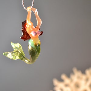 Mermaid Necklace Mermaid Pendant Ocean Jewelry Gift for Her Blown Glass Jewelry Necklace Art Pendant Nautical Jewelry for beach party decor