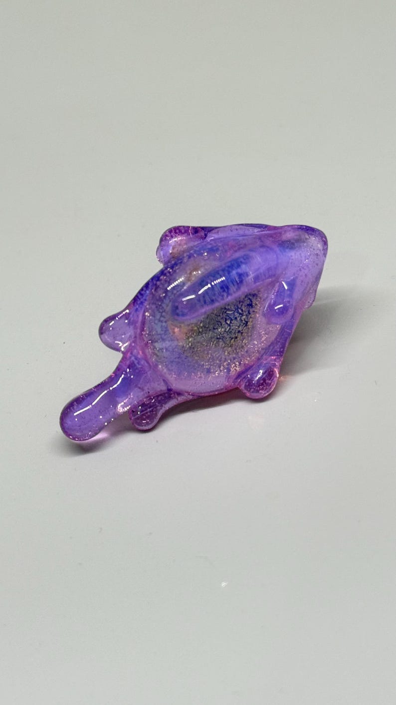Drippy Purple Slime Glass Pendant Necklace: Dichroic Gold Steampunk Dripping Jewelry image 10