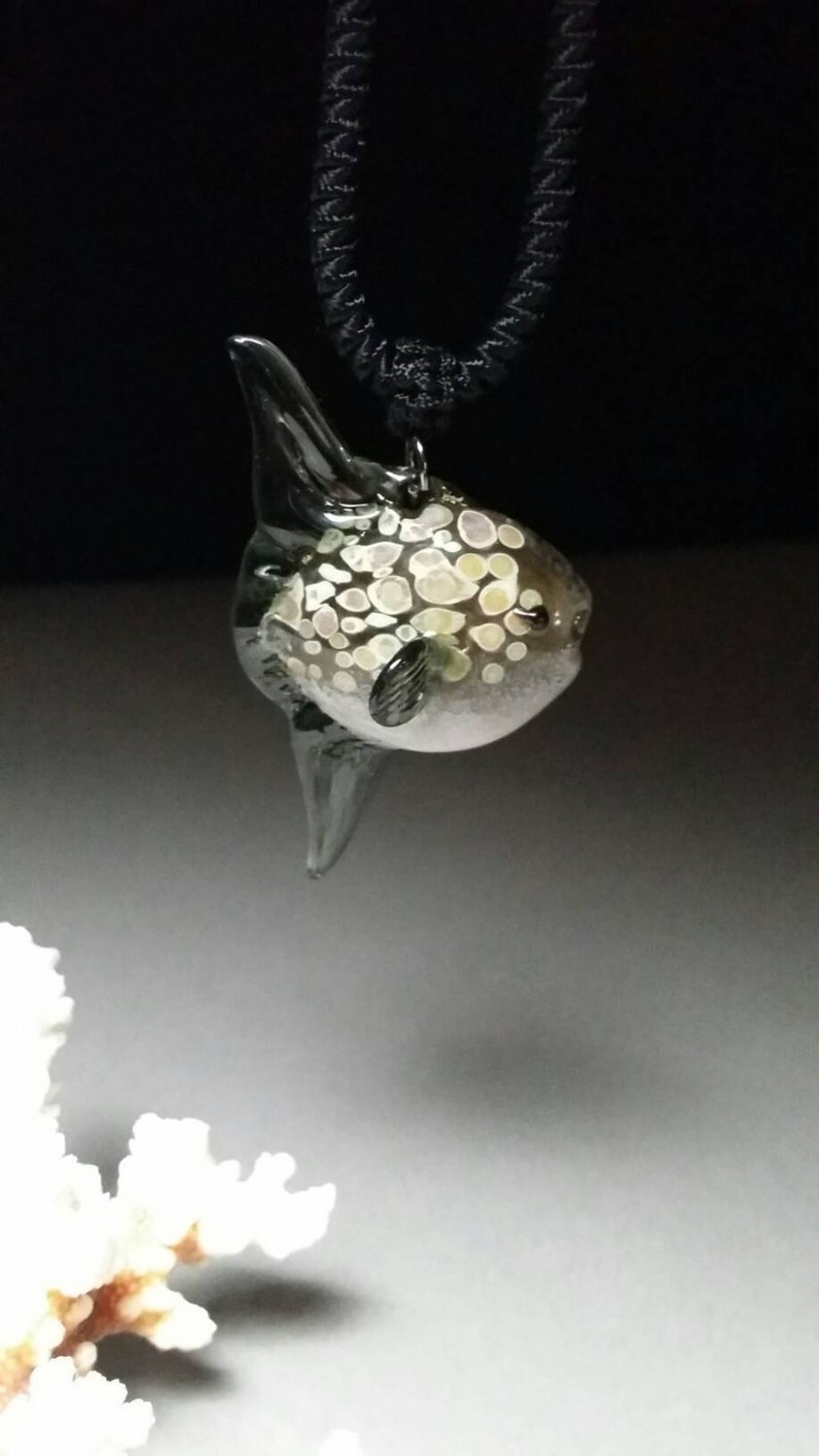 Mola Mola Pendant Ocean Jewelry Blown Glass Necklace Sun Fish Pendant Beach Glass Ocean Decor Nautical Collection image 1