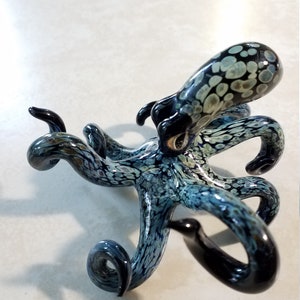 Octopus Sculpture Glass Octopus Nautical Ocean Art Figurine Hand blown Glass Octopus Art Glass Home Decor Glass Art Collection image 10