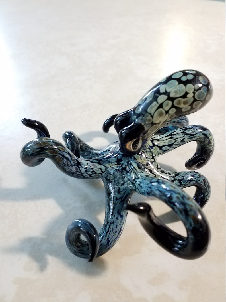 Octopus Sculpture Glass Octopus Nautical Ocean Art Figurine Hand blown Glass Octopus Art Glass Home Decor Glass Art Collection image 10