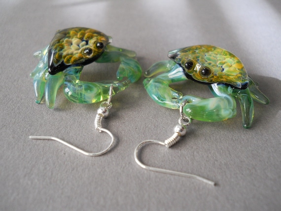 Crab Earrings Hermit Crab Handmade Jewelry Aquamarine Green Ocean Beach  Jewelry Gift for Mom Sand Crab - Etsy