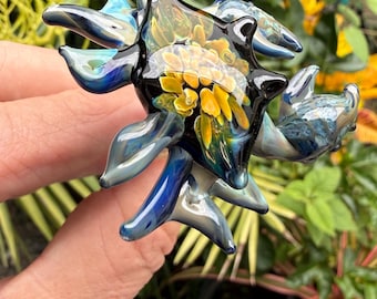 Green Glass Crab Hair Stick: Ocean Beach Art  Hair Accessory