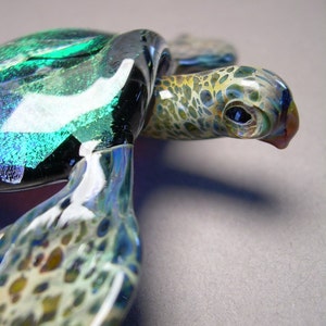 Blown Glass Sea Turtle Sculpture Beach Art Sea glass collectors dream A realistic sea life desktop Gift for Him