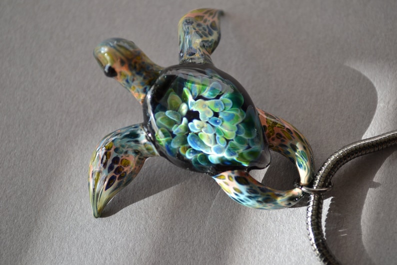 Blown Glass Sea Turtle Necklace Turtle Jewelry Mom Gift - Etsy