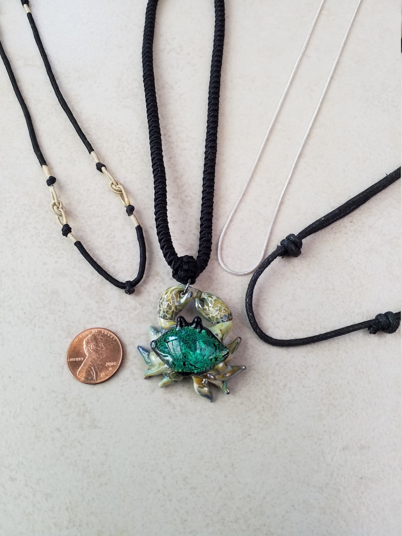 Aquamarine Crab Necklace Handmade Glass Jewelry Best Friend Etsy