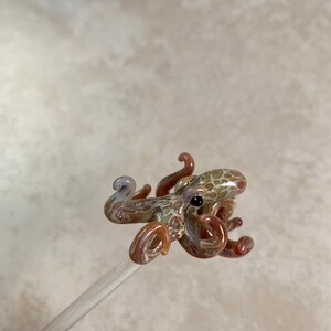 Hand Blown Glass Octopus Swizzle Stick, Cocktail Stirrer Beach Bar Accessory image 7