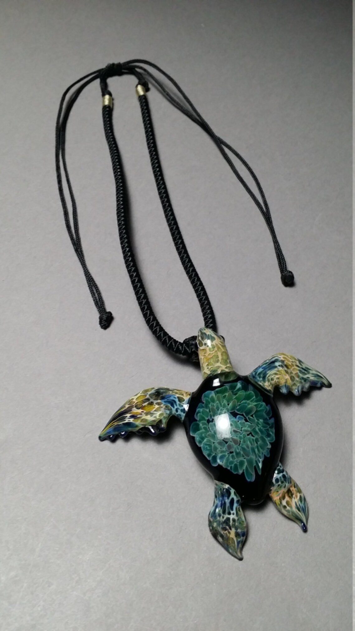 Turquoise Sea Turtle Necklace Blown Glass Pendant Turtle Etsy