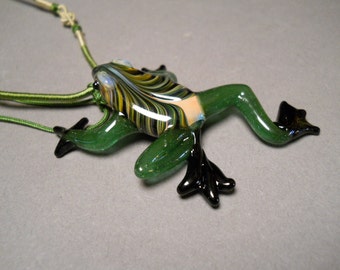 Green Frog Pendant Necklace: Jungle theme Jewelry