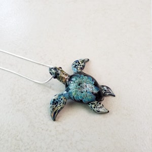 Sea Turtle Pendant Sea Turtle Necklace Gift for Mom Jewelry Pendant Necklace for Girlfriend Gift Aquatic Jewelry Glass Pendant image 8