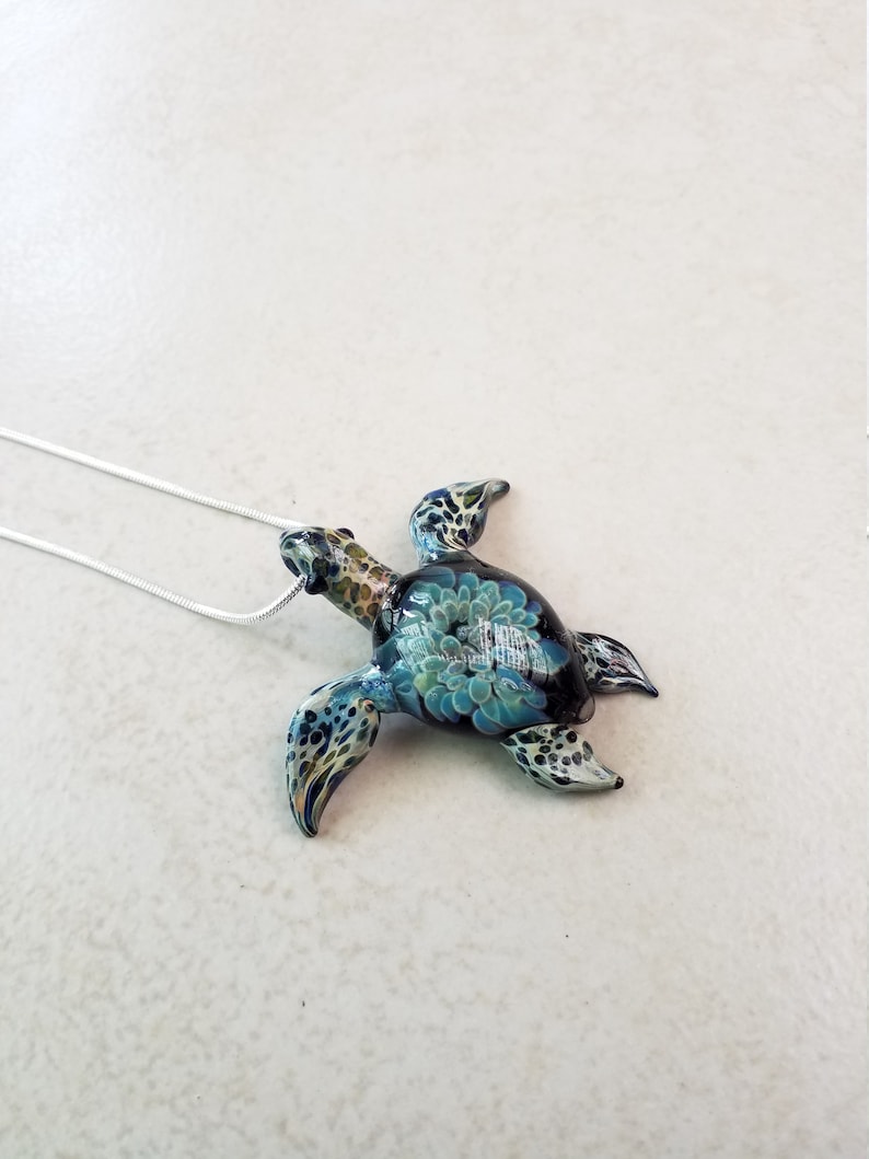 Sea Turtle Pendant Sea Turtle Necklace Gift for Mom Jewelry Pendant Necklace for Girlfriend Gift Aquatic Jewelry Glass Pendant image 8