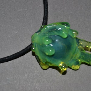 Green Slime Pendant Necklace Aquamarine Steampunk Gift for Him Gift for Her Best Friend Gift Perfect Gift