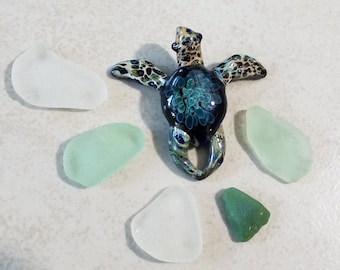 Seeglas Schildkröte Anhänger, Ocean Schmuck Geschenk