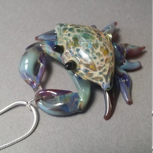 Beach Crab Pendant Necklace Hawaii Nautical Crystal Necklace Sea Glass Jewelry a great Gift for Him or Gift for Her Delicate Necklace