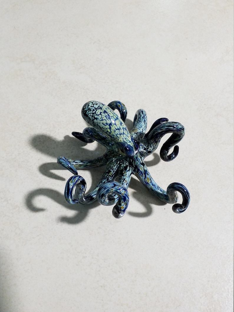 Octopus Sculpture Glass Octopus Nautical Ocean Art Figurine Hand blown Glass Octopus Art Glass Home Decor Glass Art Collection image 9