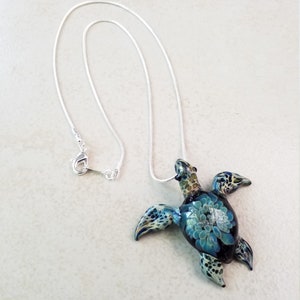 Sea Turtle Pendant Sea Turtle Necklace Gift for Mom Jewelry Pendant Necklace for Girlfriend Gift Aquatic Jewelry Glass Pendant image 9