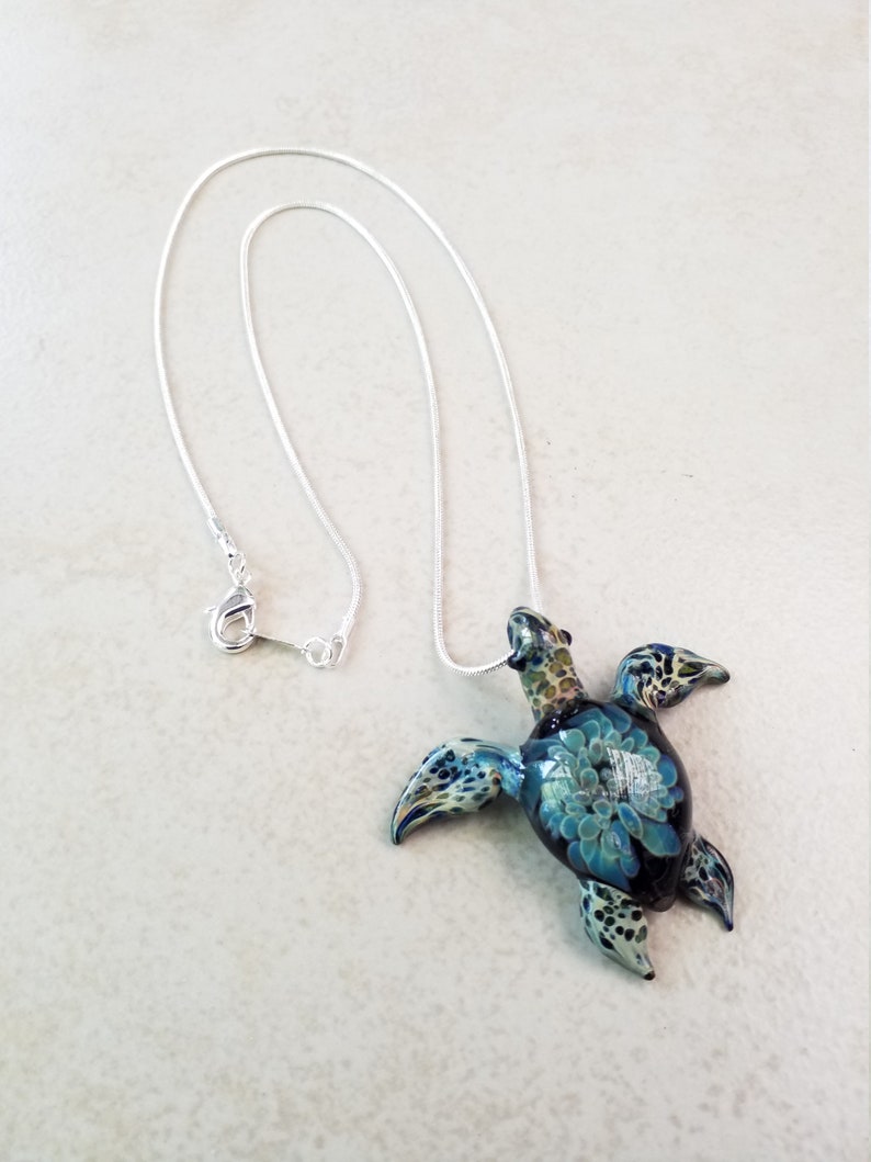 Sea Turtle Pendant Sea Turtle Necklace Gift for Mom Jewelry Pendant Necklace for Girlfriend Gift Aquatic Jewelry Glass Pendant image 9