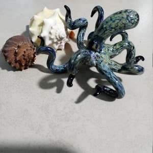 Octopus Sculpture Glass Octopus Nautical Ocean Art Figurine Hand blown Glass Octopus Art Glass Home Decor Glass Art Collection image 6